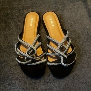 Torrid Black Sandals with Glittering Silver Accents